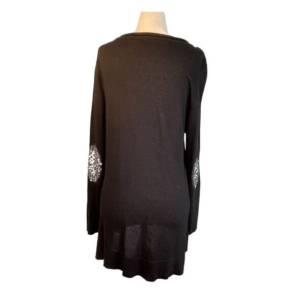 Acqua Buenos Aires Cashmere Sweater Black Silk Silver Sequins Tunic M - Picture 3 of 7